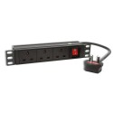 3 Way 10" UK Socket SoHo Rack PDU